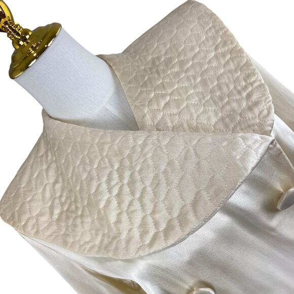 Vintage 30s 40s KAMORA Ivory Liquid Satin Maxi Dressing Gown Robe Women's Size S - Picture 6 of 15